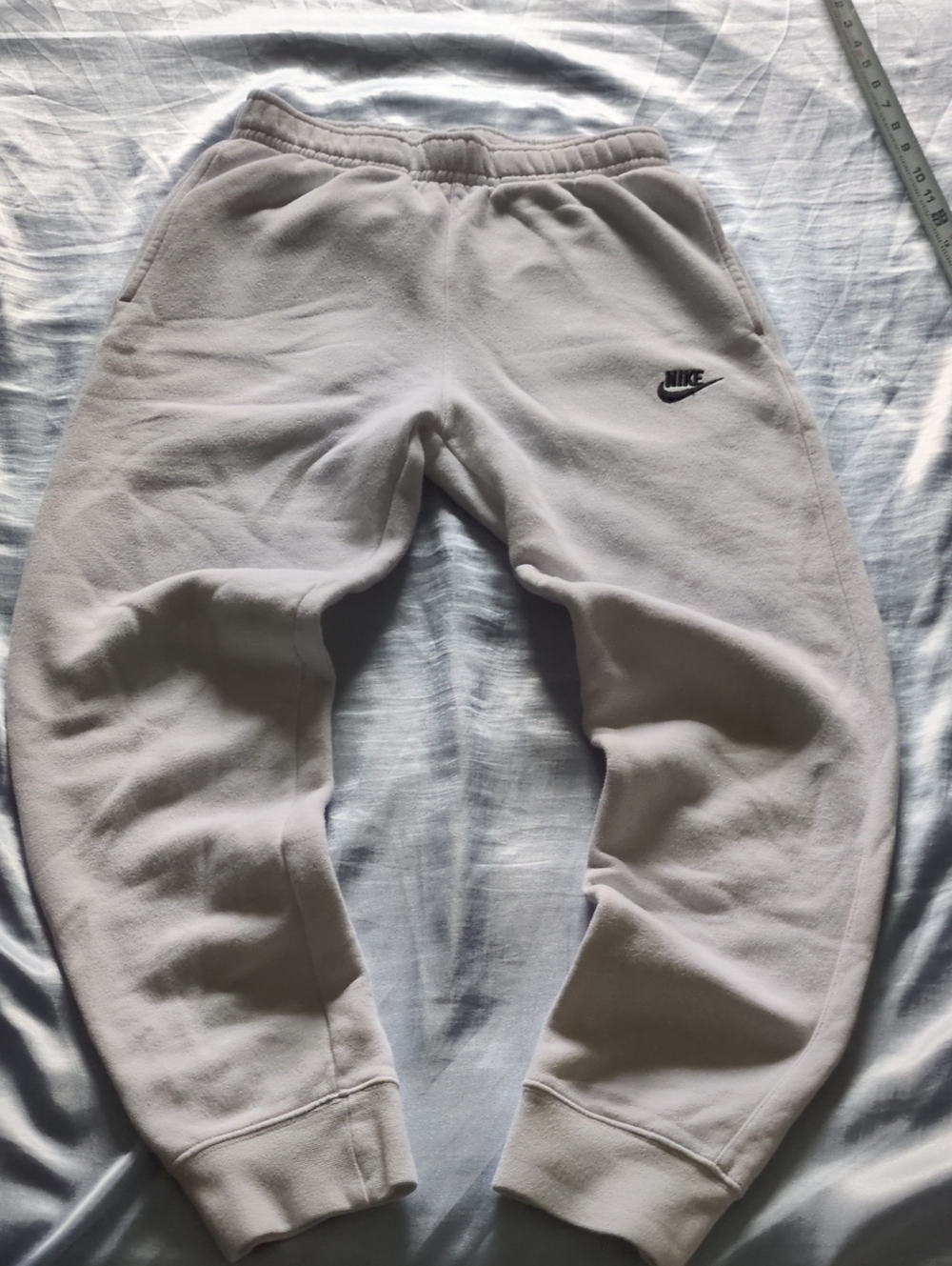 Nike White Fleece Joggers with Black Swoosh
